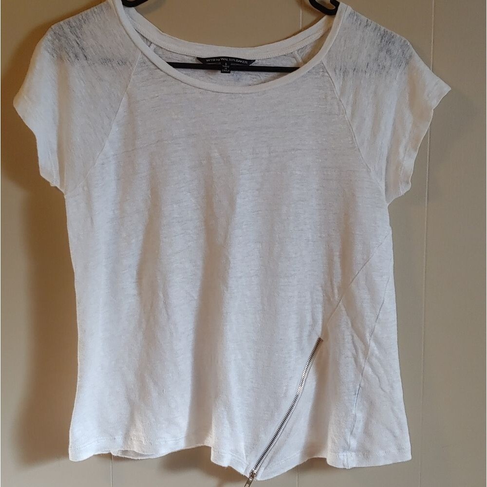 w118 by walter baker white zip detail t-shirt